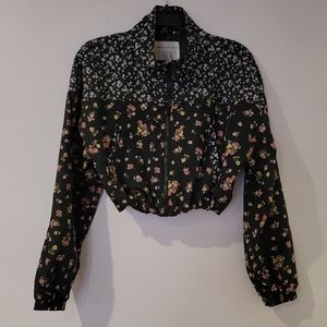 Aeropostale Floral Cropped Windbreaker Size M
